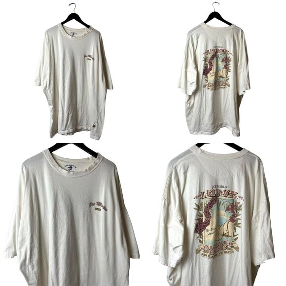 Joe Marlin Unwind T Shirt Adult White Big & Tall 6LT Hawaii Summer Graphic Tee - Picture 1 of 15
